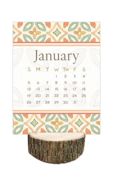 2025 Sundance Desk Calendar with Tree Stump Stand