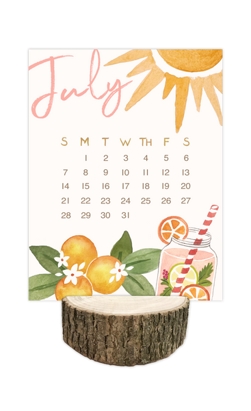 2024 Happy Place Desk Calendar with Tree Stump Stand