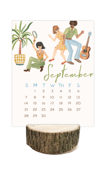 2025 Happy Place Desk Calendar with Tree Stump Stand